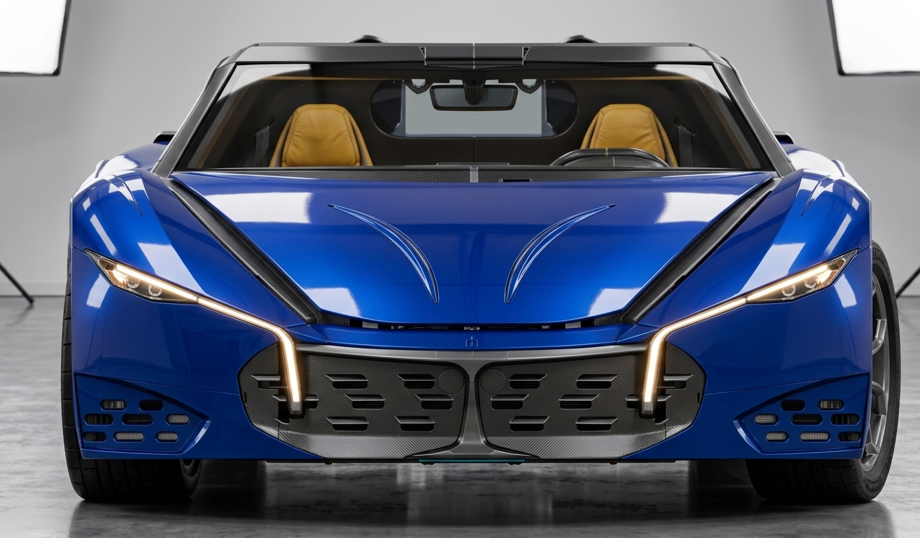 CAT Automotive front — headlights, nostrils, whisker lines