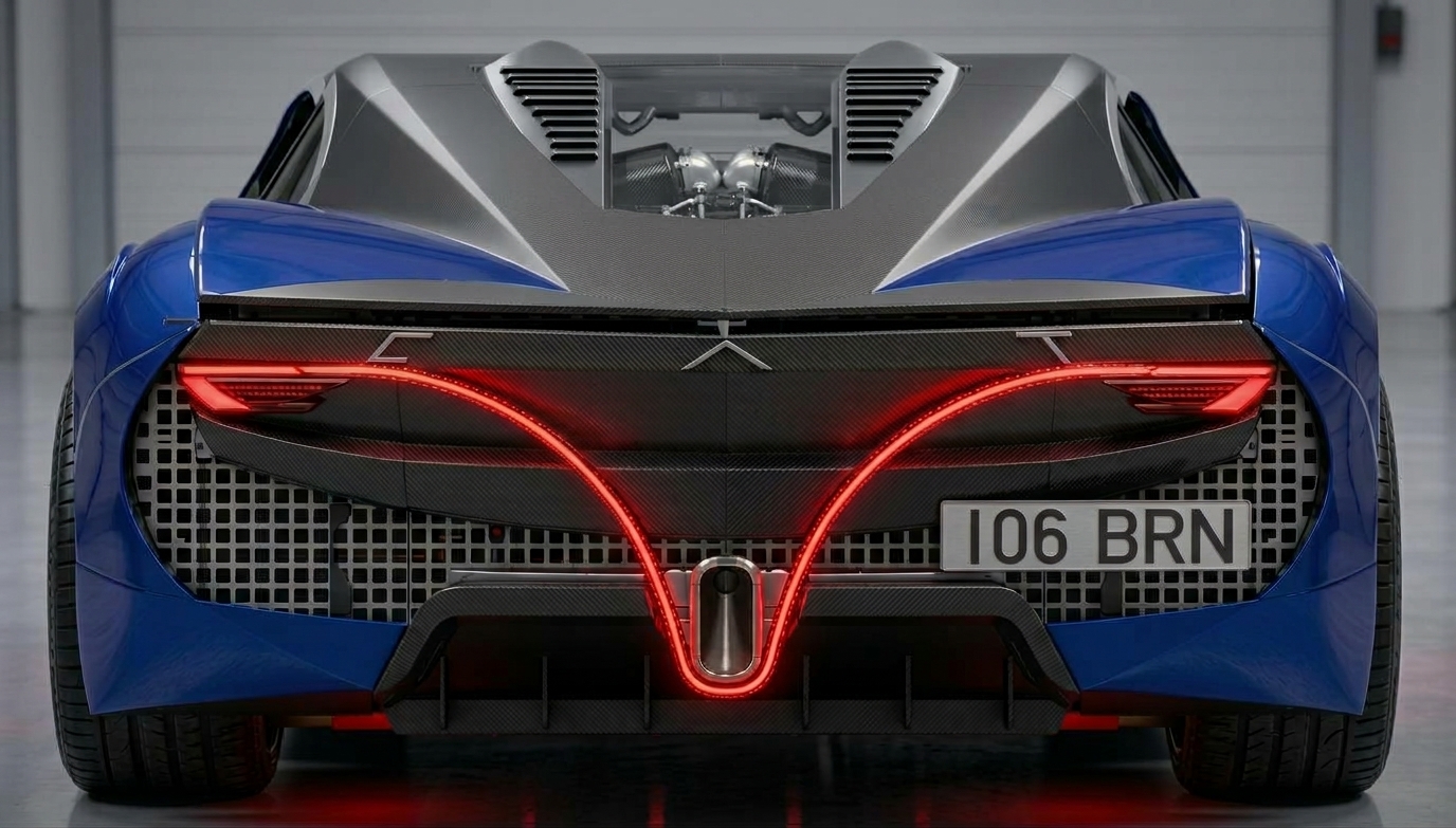 CAT Automotive rear — V-shaped tail light signature and carbon diffuser