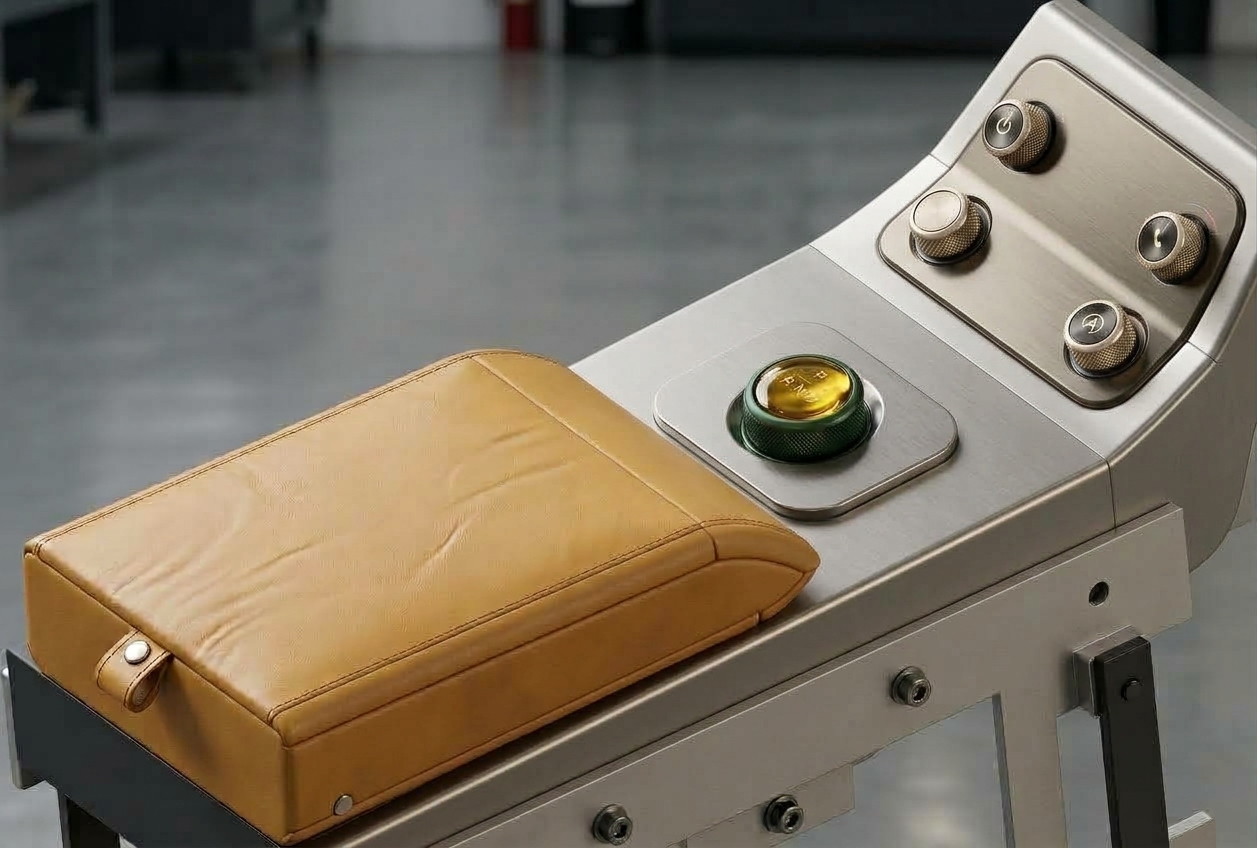 CAT Automotive centre console with leather armrest and gear selector