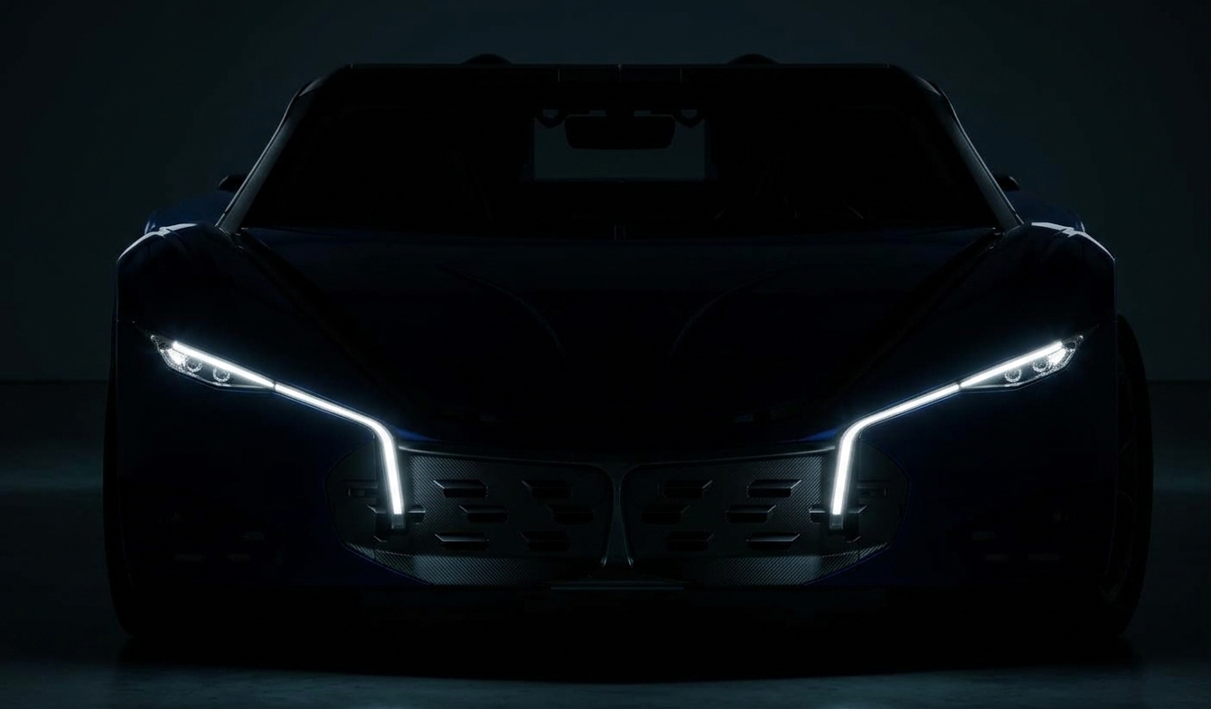 CAT Automotive headlights in darkness